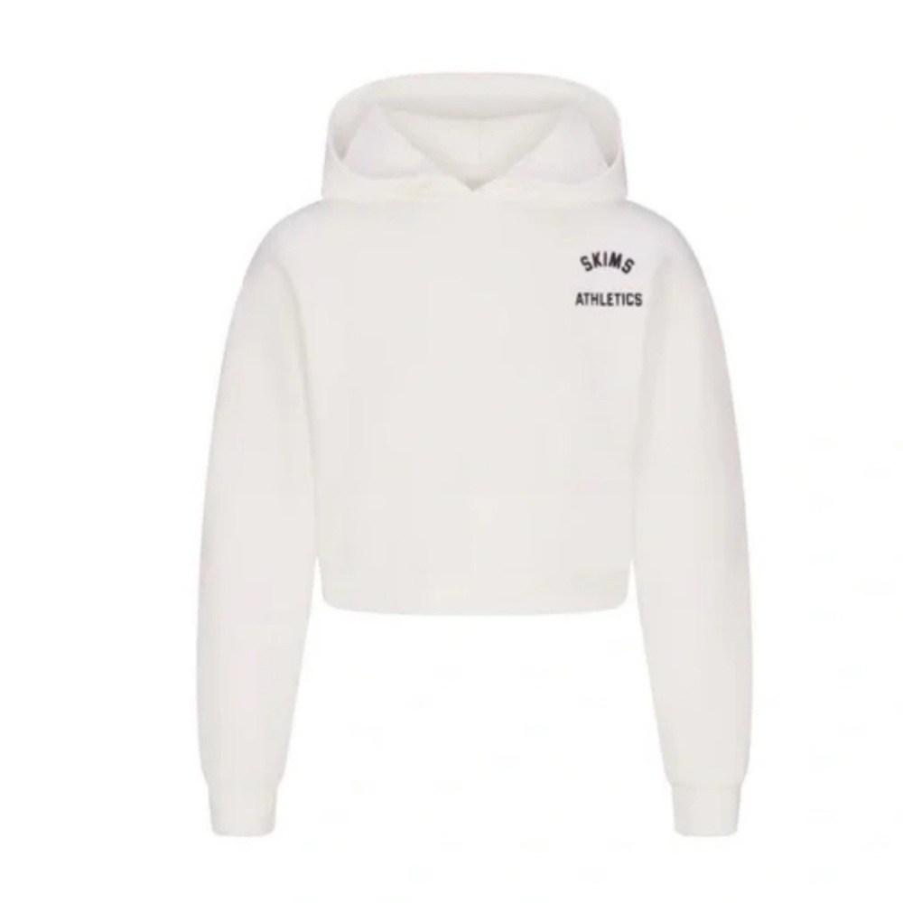 NWT SKIMS COTTON FLEECE SHRUNKEN PULLOVER HOODIE SKIMS ATHLETICS SIZE L (Dep)